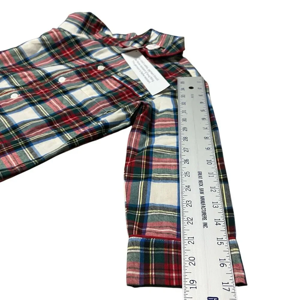 Crewcuts Plaid‎ Button Front Pajama Top Boys 6–7 Cozy Sleepwear